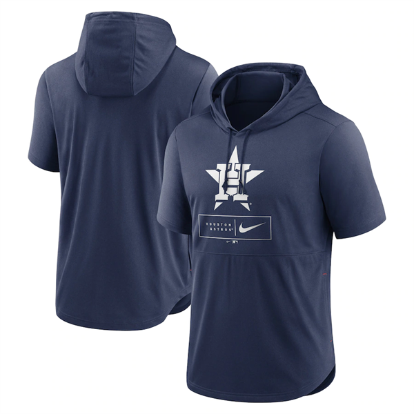 Men's Houston Astros Navy Short Sleeve Pullover Hoodie Men's Houston Astros Navy Short Sleeve Pullover Hoodie